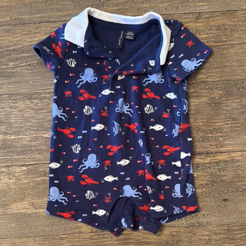 Janie and Jack Navy Nautical Baby Romper
